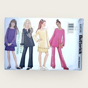 Vintage Butterick Sewing Pattern 6898 Girls Top Skirt Pants Bag Size 7-10